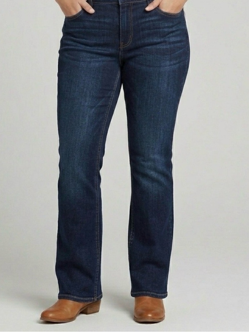 Eddie Bauer Curvy Bootcut Women's Dark Blue Jeans 16